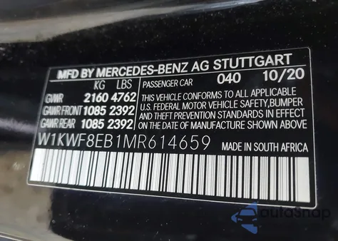 2021 Mercedes-Benz C 300 4Matic from USA, damaged, VIN W1KWF8EB1MR614659